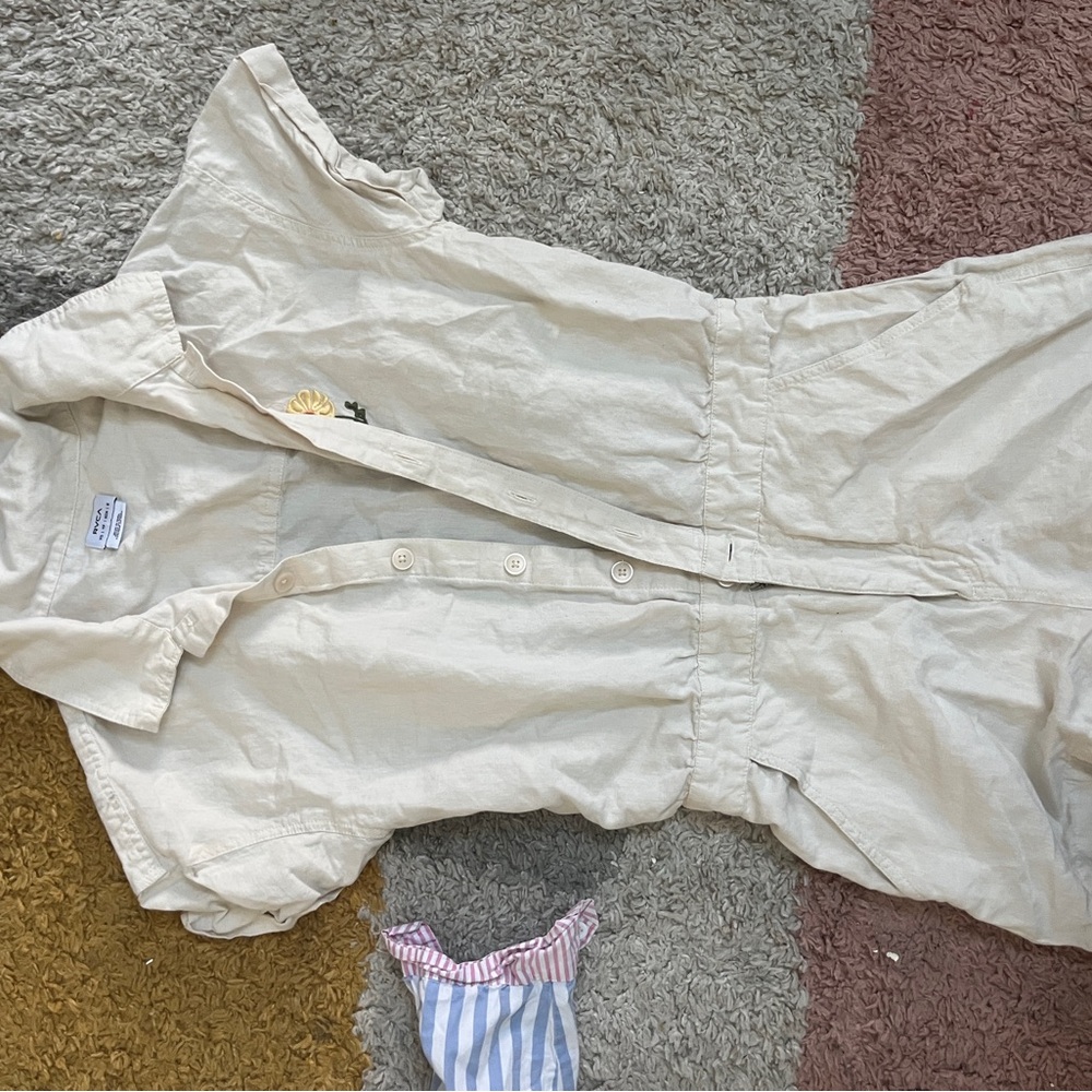 RVCA Cream Button-Up Jumpsuit